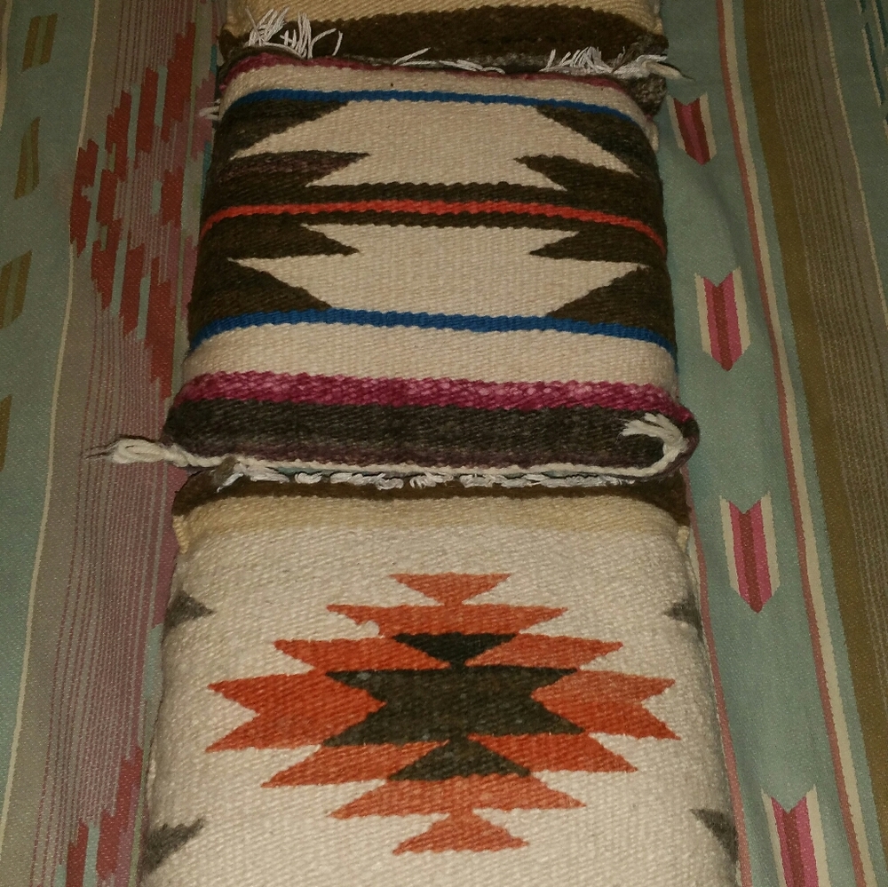 Rare vintage Navajo blanket pillows.